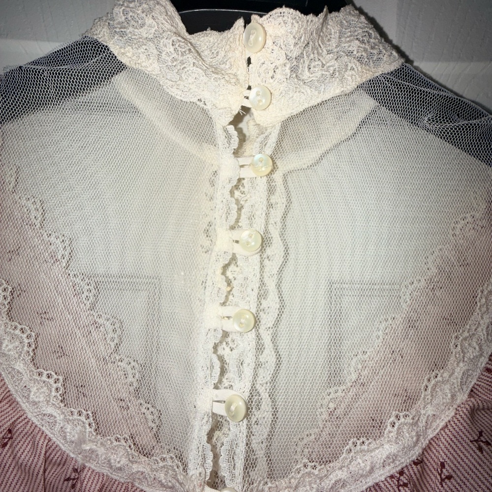 Gunne Sax Jessica San Francisco Lace Neck Cottagecore Prairie Maxi Dress Vintage - Picture 5 of 16